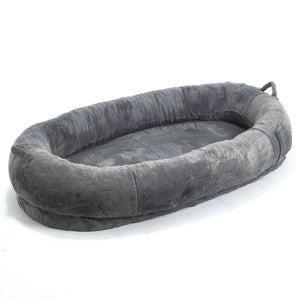 Dog & Human Bed — Oversized Luxury Lounger with Soft Durable Fabric, Stain-Resistant, Stylish Light Gray Design