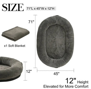 Dog & Human Bed — Oversized Luxury Lounger with Soft Durable Fabric, Stain-Resistant, Stylish Light Gray Design