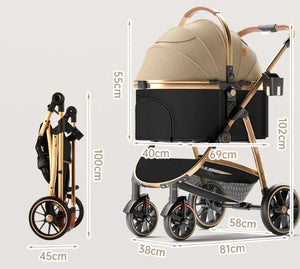Folding Pet Stroller – Lightweight Aluminum Frame, Travel-Friendly Design - petcareville