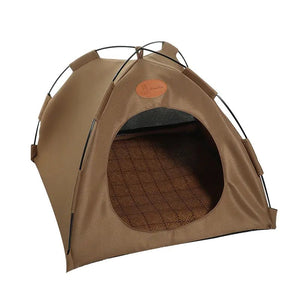 Pet Tent Cave for Cats and Dogs - Indoor/Outdoor Portable Canvas Shelter with Cushion