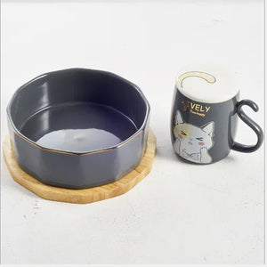 Chic Non-Slip Ceramic Cat Dish — Durable, Elegant Feeding Bowl in Grey, Green, and Purple, 16x6cm - petcareville