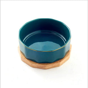 Chic Non-Slip Ceramic Cat Dish — Durable, Elegant Feeding Bowl in Grey, Green, and Purple, 16x6cm - petcareville