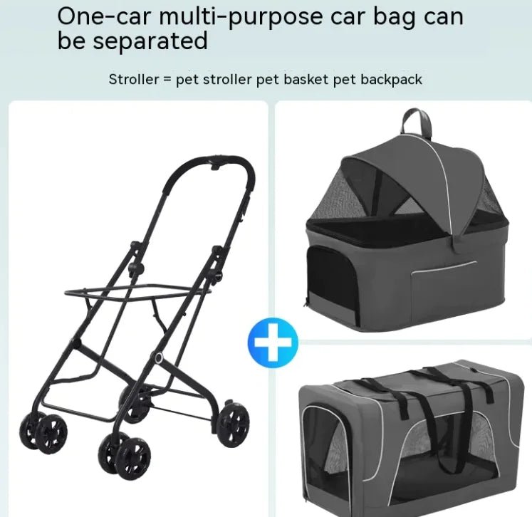 Pet Stroller for Small Dogs & Cats — Lightweight Foldable Dog Stroller, Durable Steel Frame with Breathable Mesh