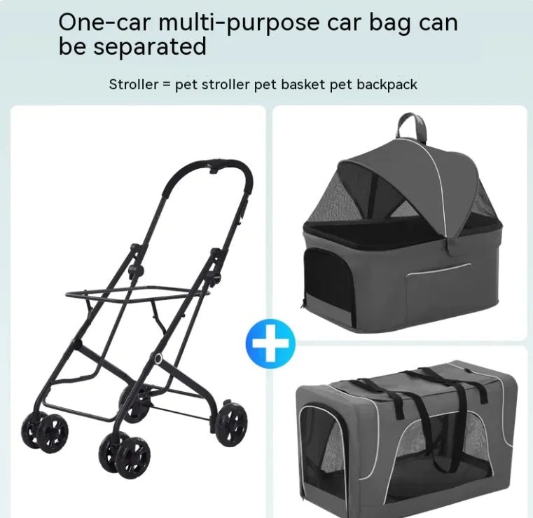 Pet Stroller for Small Dogs & Cats — Lightweight Foldable Dog Stroller, Durable Steel Frame with Breathable Mesh