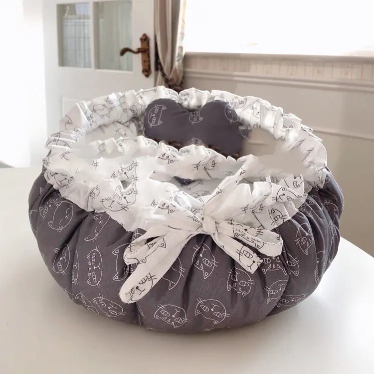 Small Dog & Cat Kennel Bed — Plush PP Cotton Nest with Orthopedic Support, Washable, Lightweight, Stylish Secure Design