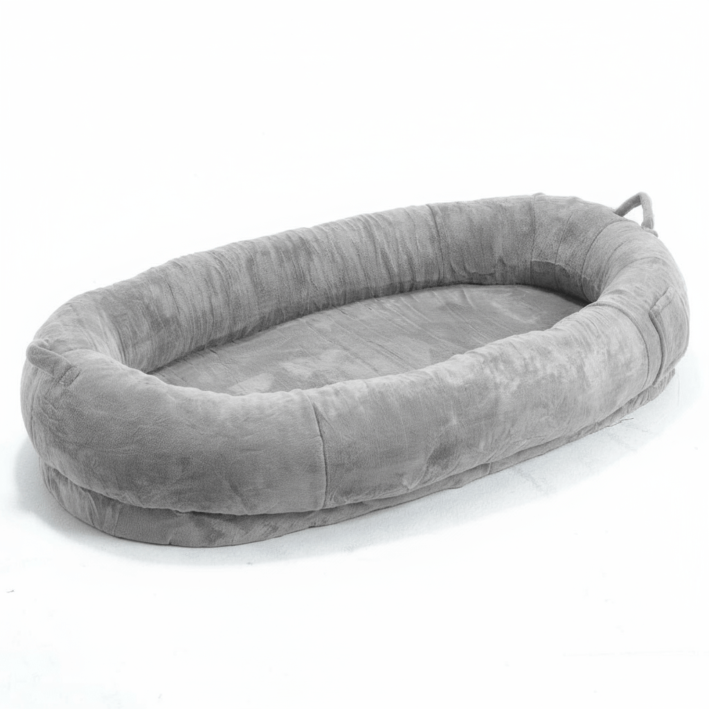 Dog & Human Bed — Oversized Luxury Lounger with Soft Durable Fabric, Stain-Resistant, Stylish Light Gray Design