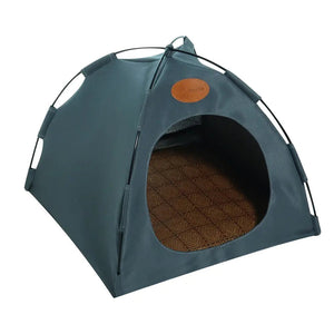 Pet Tent Cave for Cats and Dogs - Indoor/Outdoor Portable Canvas Shelter with Cushion